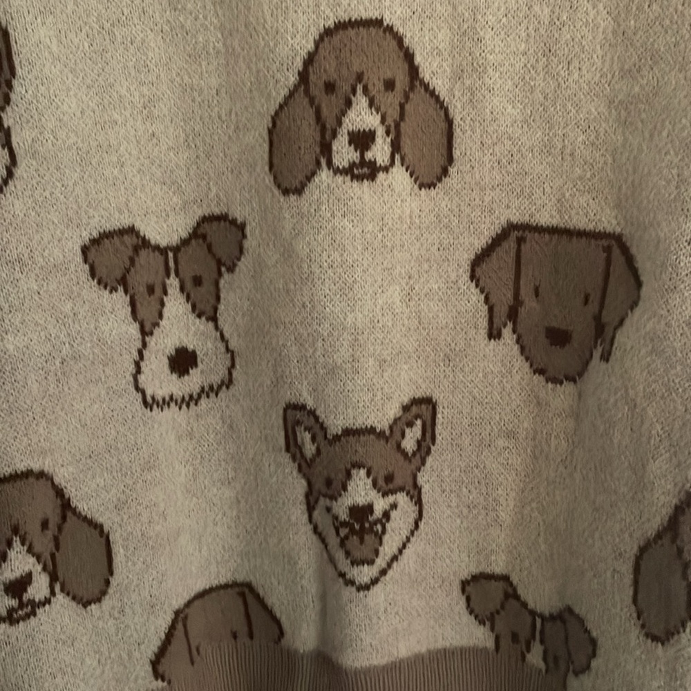 NWOT Debut Dog Pattern Sweater in Beige/Brown tones size medium - Picture 2 of 4